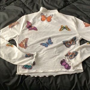 Sheer butterfly crop top WORN TWICE